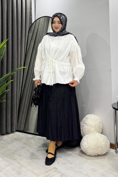 Lia Gömlek Beyaz X Kraş Etek Siyah