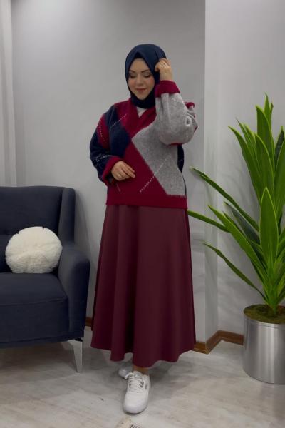 Baklava Desen Kazak x Scuba Etek