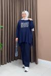 Asimetrik Miu Tunik - Lacivert