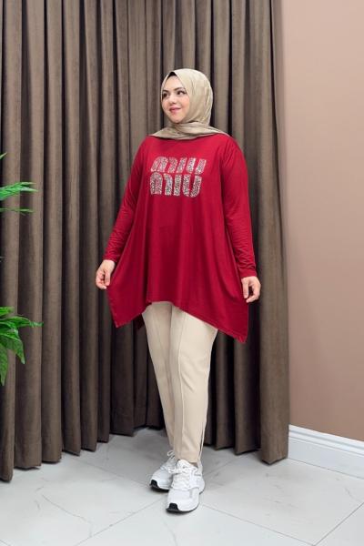 Asimetrik Miu Tunik - Bordo