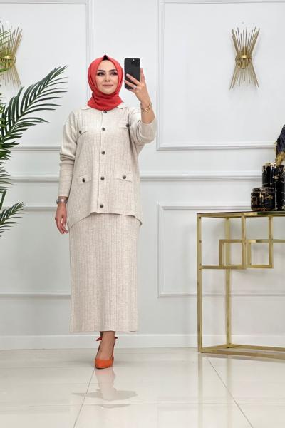 Aybüke Triko Etekli Takım - Bej