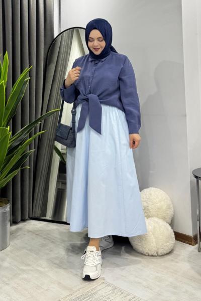 Bağlamalı Gömlek - İndigo