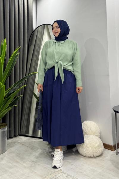 Bağlamalı Gömlek - Mint