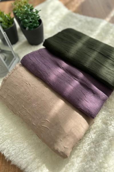 Bambu Şal - Haki-Krem-Mürdüm