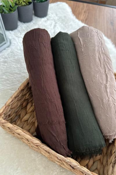 Bambu Şal - Haki-Kahverengi-Krem