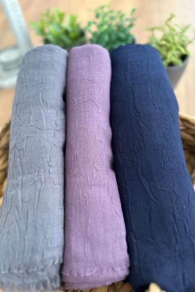 Bambu Şal - Lacivert-Gri-Lila