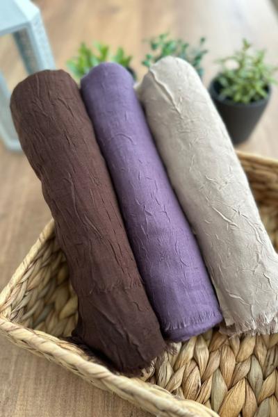 Bambu Şal - Lila-Kahverengi-Krem