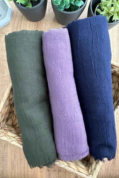 Bambu Şal - Haki-Lacivert-Lila