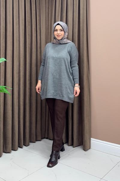 Basic Triko Tunik - Gri
