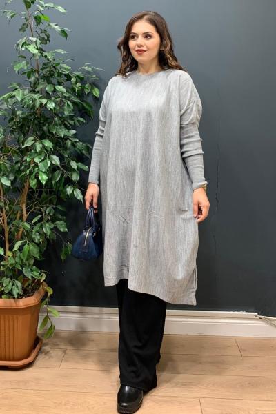 Basic Triko Tunik - Gri