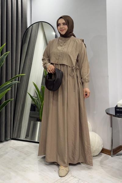 Bianca Yelekli Elbise - Vizon