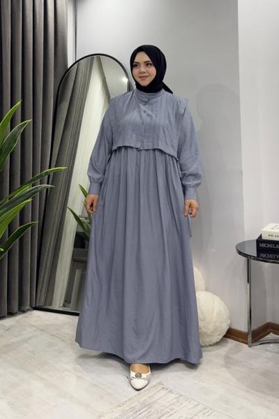 Bianca Yelekli Elbise - Gri