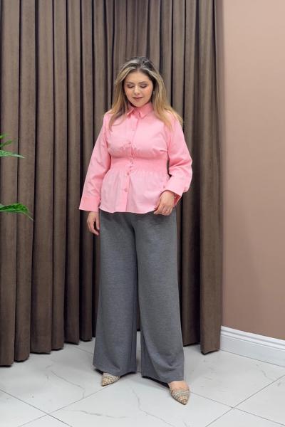Büzgü Gömlek - Pembe