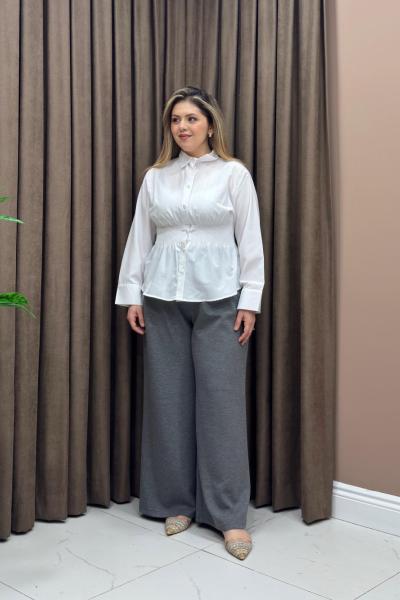 Büzgü gömlek - Beyaz