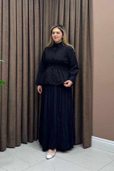 Büzgü gömlek - Siyah