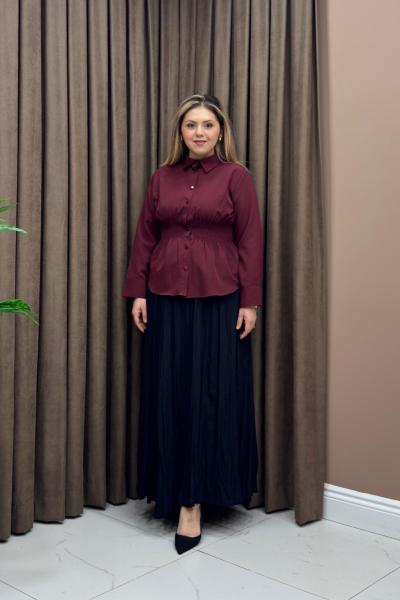 Büzgü gömlek - Bordo