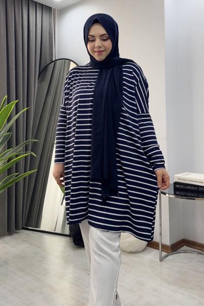 Çizgili Tunik - Lacivert