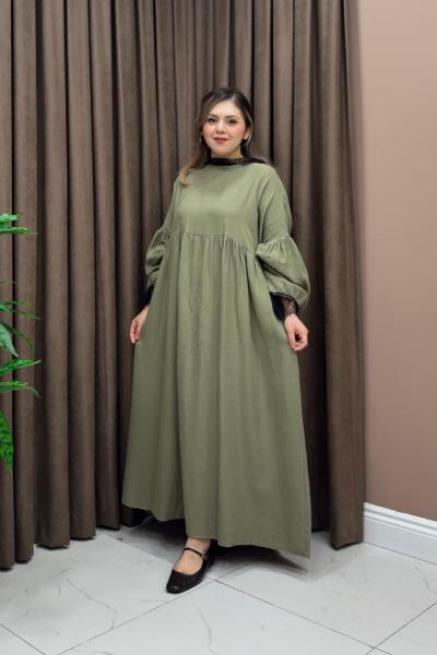 Dantel Detay Elbise - Mint