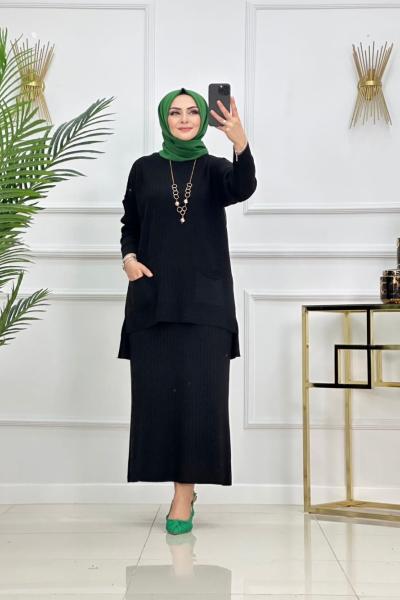 Demet Triko Etekli Takım - Siyah