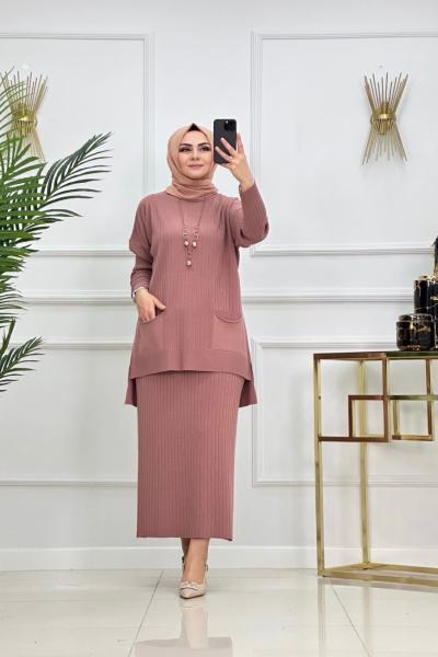 Demet Triko Etekli Takım - Gül