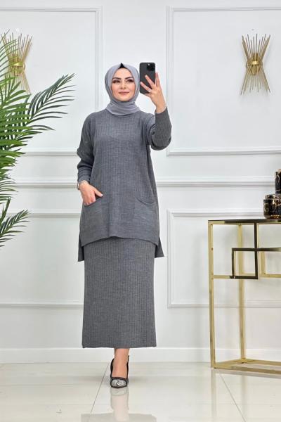 Demet Triko Etekli Takım - Gri