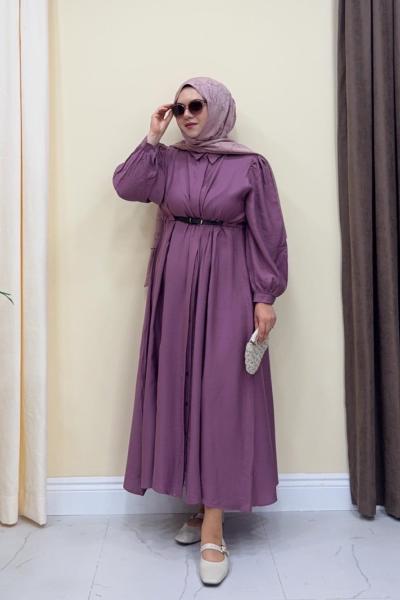 Dina Kemerli Elbise - Gül