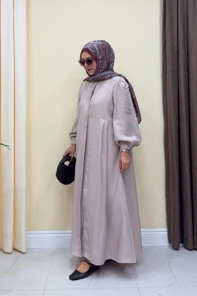 Dina Kemerli Elbise - Bej