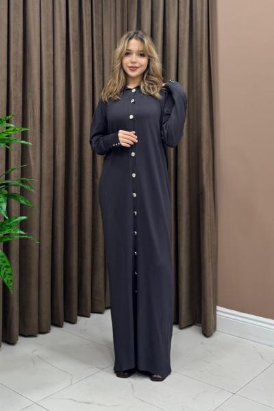 Düğmeli Uzun Hırka / Elbise - Antrasit