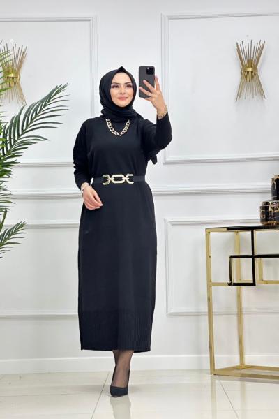 Esrin Triko Elbise - Siyah