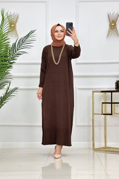 Esrin Triko Elbise - Acı Kahve