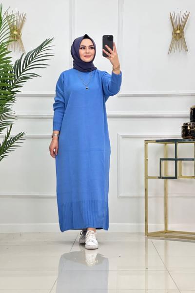 Esrin Triko Elbise - Mavi