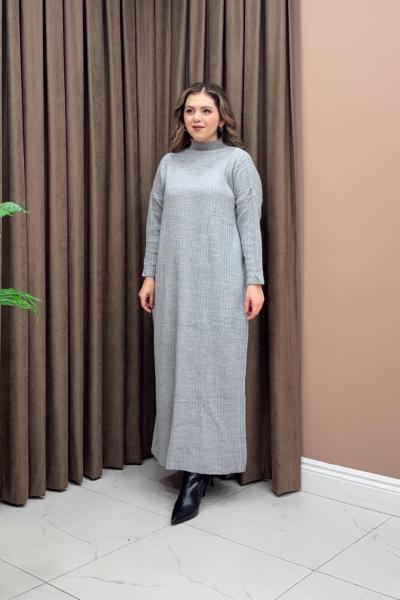 Fitilli Triko Elbise - Gri