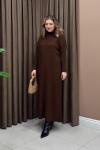 Fitilli Triko Elbise - Acı Kahve