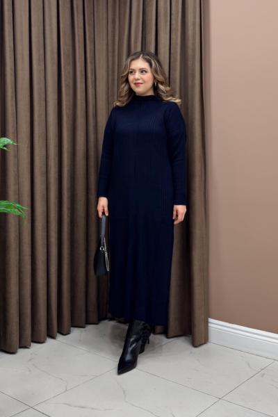 Fitilli Triko Elbise - Lacivert