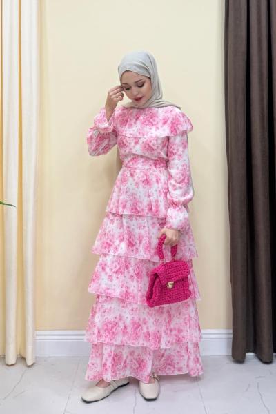 Flower Elbise - Pembe