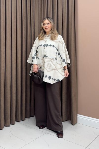 Geometrik Kaşe Panço - Camel çizgili