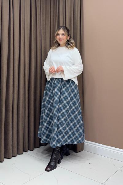 Gloria Ekose Etek - İndigo