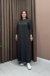 Hira Çizgili Elbise - Haki