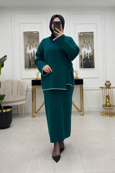 İzel Kimono Etekli Takım - Zümrüt