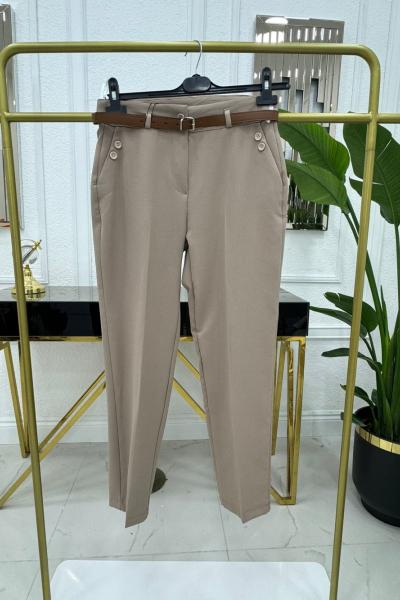 KEMERLİ PANTOLON - VİZON