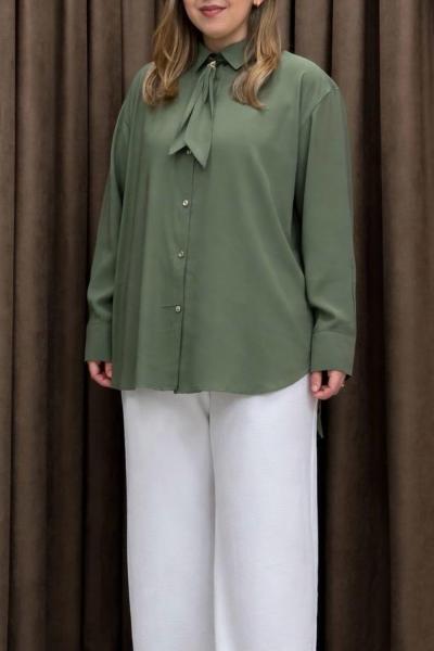 Kravatlı Modal Gömlek - Haki