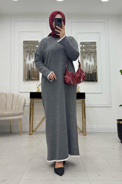 Lady Triko Elbise - Antrasit