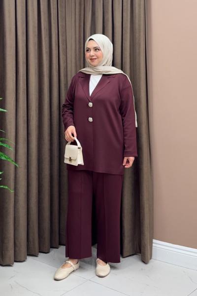 Laura Ceketli Takım - Bordo