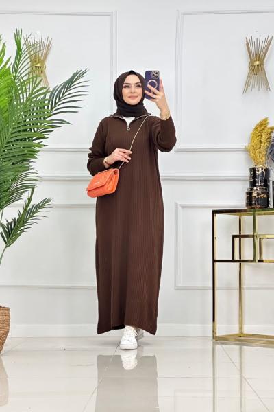 Leyla Triko Elbise - Kahve