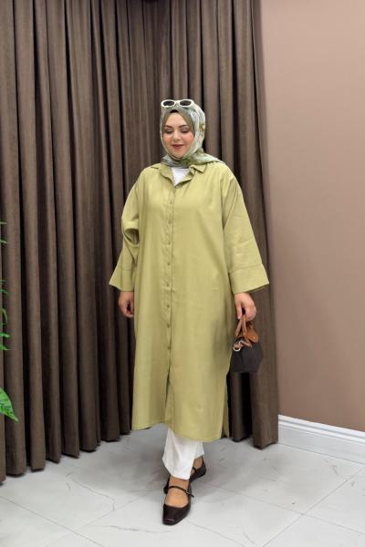 Mia Tensel Gömlek - Yağ Yeşili