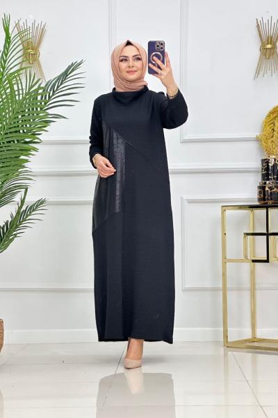 Modal Bürümcük Kumaş Süheyla Elbise - Siyah