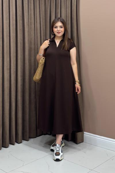Nasha basic elbise - Acı Kahve