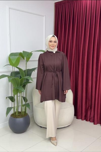 Nilda gömlek - Acı kahve