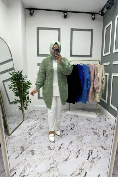 Örgü Hırka - Haki