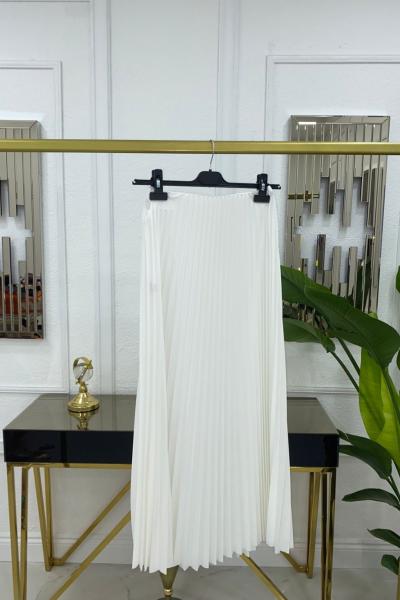 Piliseli Etek - beyaz